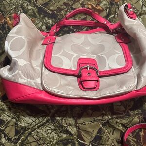 Coach Pink and Cream Shoulder Bag